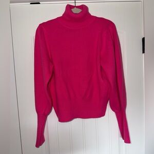 Women's Hot Pink Turtleneck Sweater